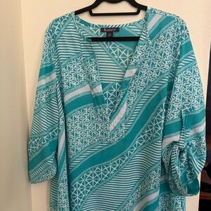 Roaman's Aqua Geometric Women's Tunic